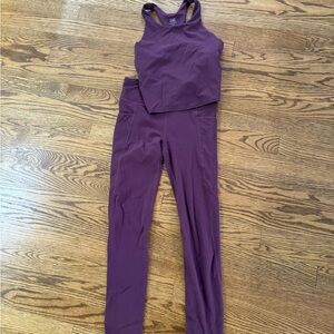Girls athleta Purple bra top and legging